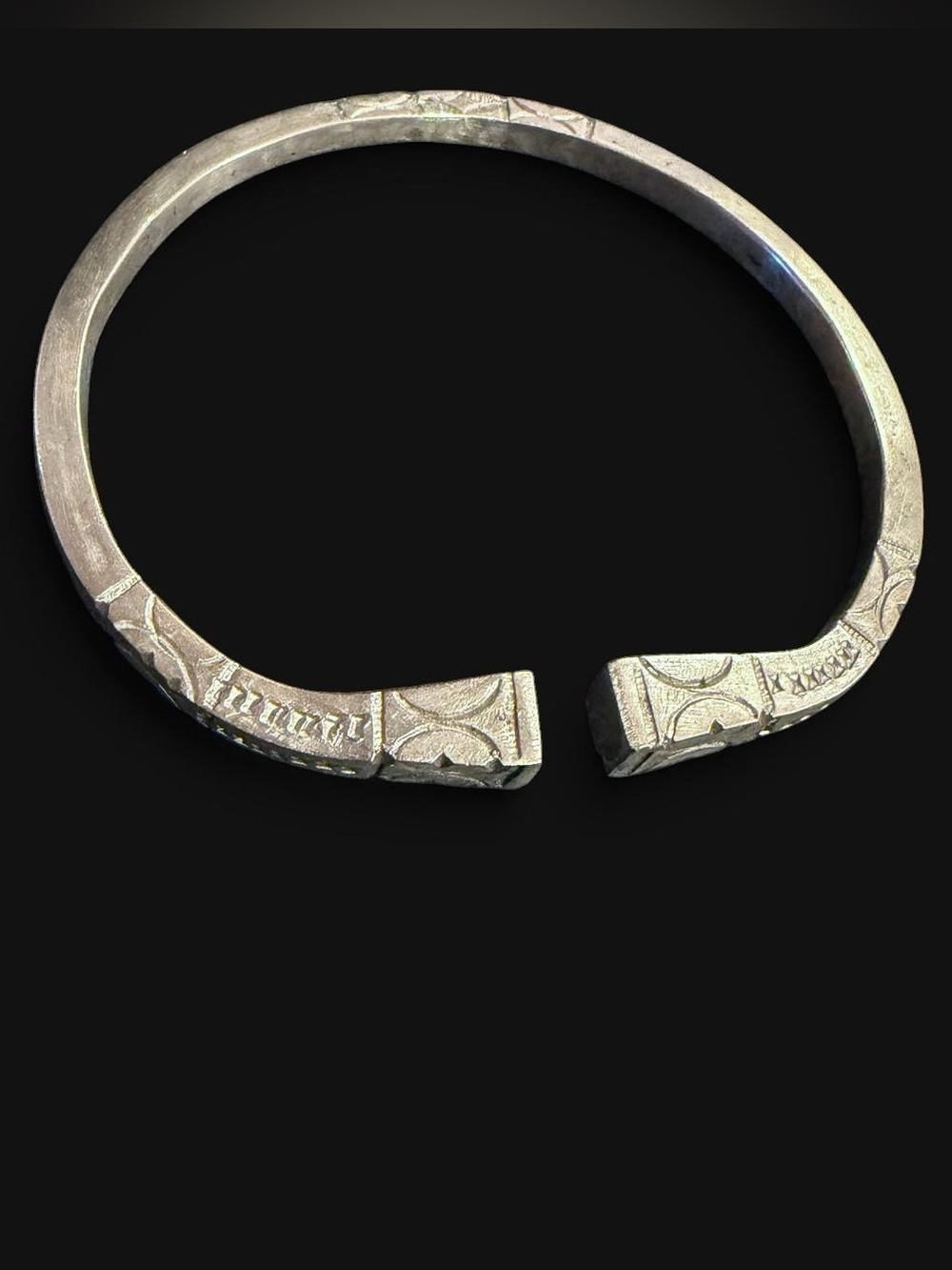 Engraved Silver-Tone Open Cuff Bracelet